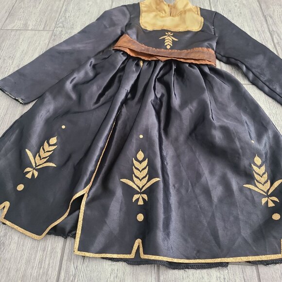 Disney Frozen Anna Costume Dress Black & Gold with Brown Belt Size 4–6X - Picture 6 of 10